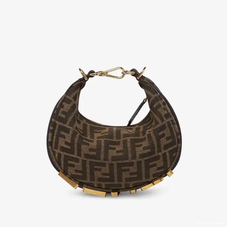 Cheap In Brown Fendi Mini Motif FF Fabric Fendigraphy Bag Hobo 0529